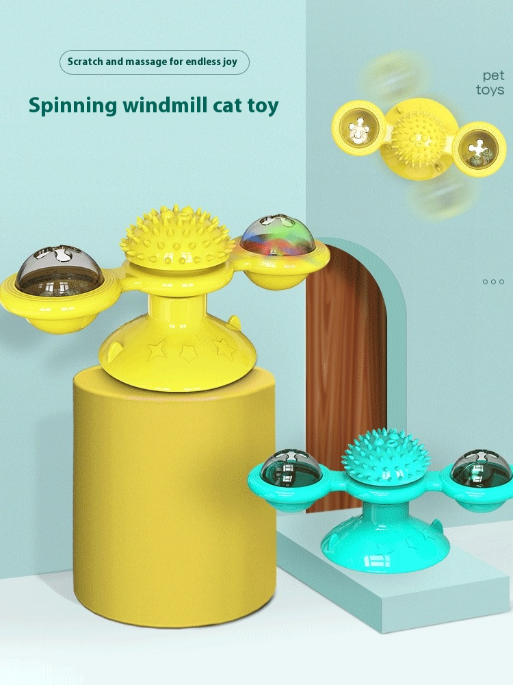 Spinning Windmill Cat Toy with LED Balls