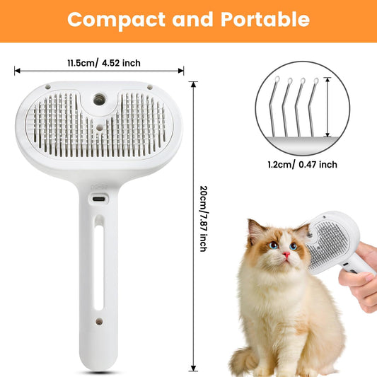 3-in-1 Steam Spray Pet Grooming Brush