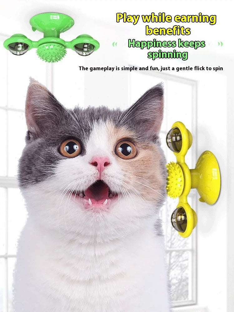 Spinning Windmill Cat Toy with LED Balls