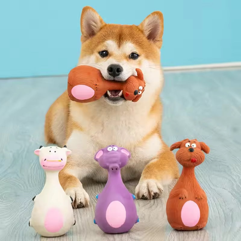 4-Pack Squeaky Dog Toys — Cute Latex Characters