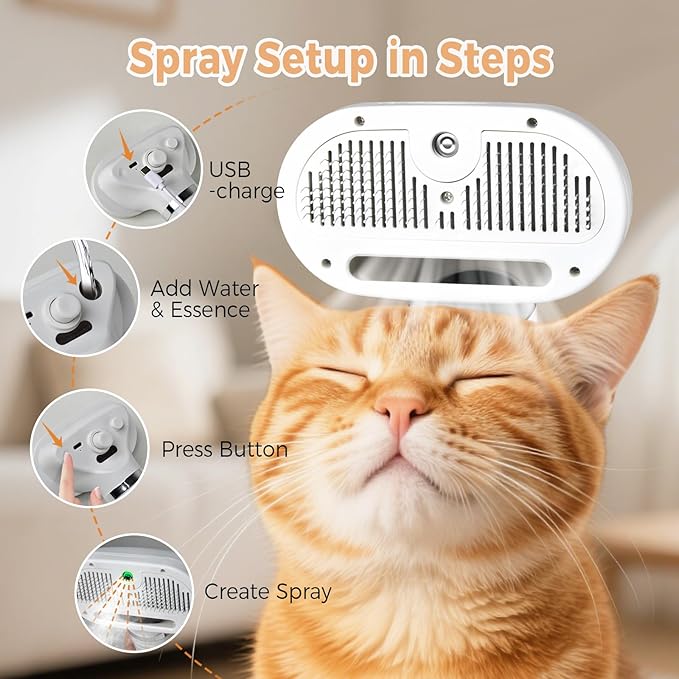 3-in-1 Steam Spray Pet Grooming Brush