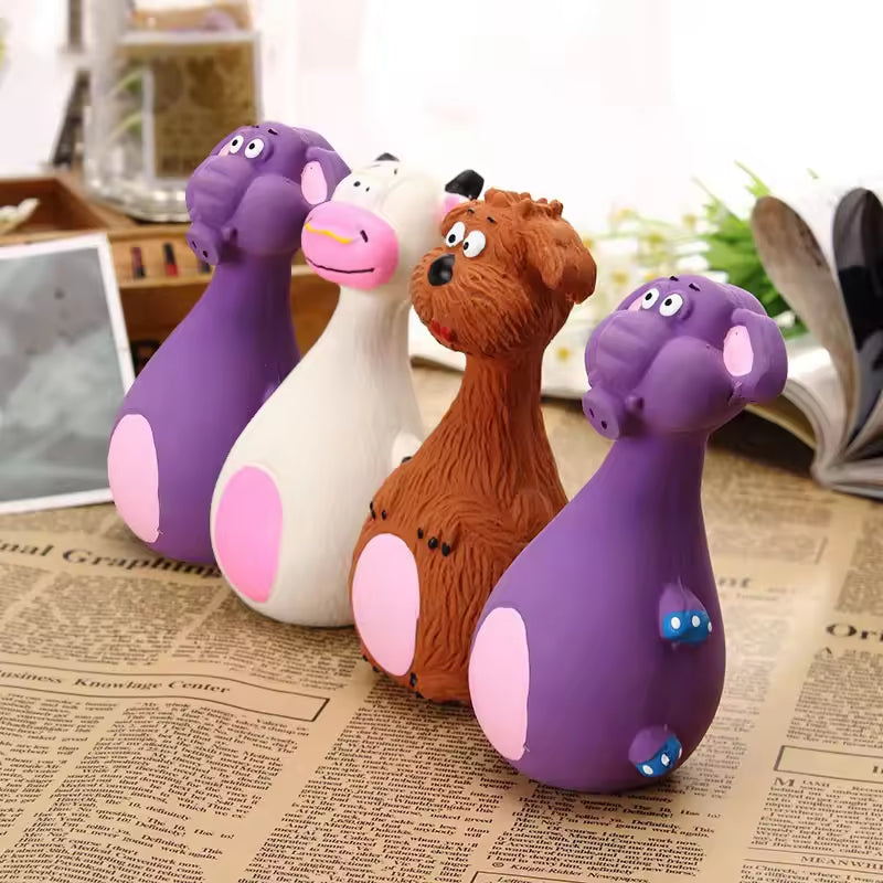 4-Pack Squeaky Dog Toys — Cute Latex Characters