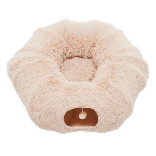 Cat Tunnel Bed — 2-in-1 Plush Cave & Donut