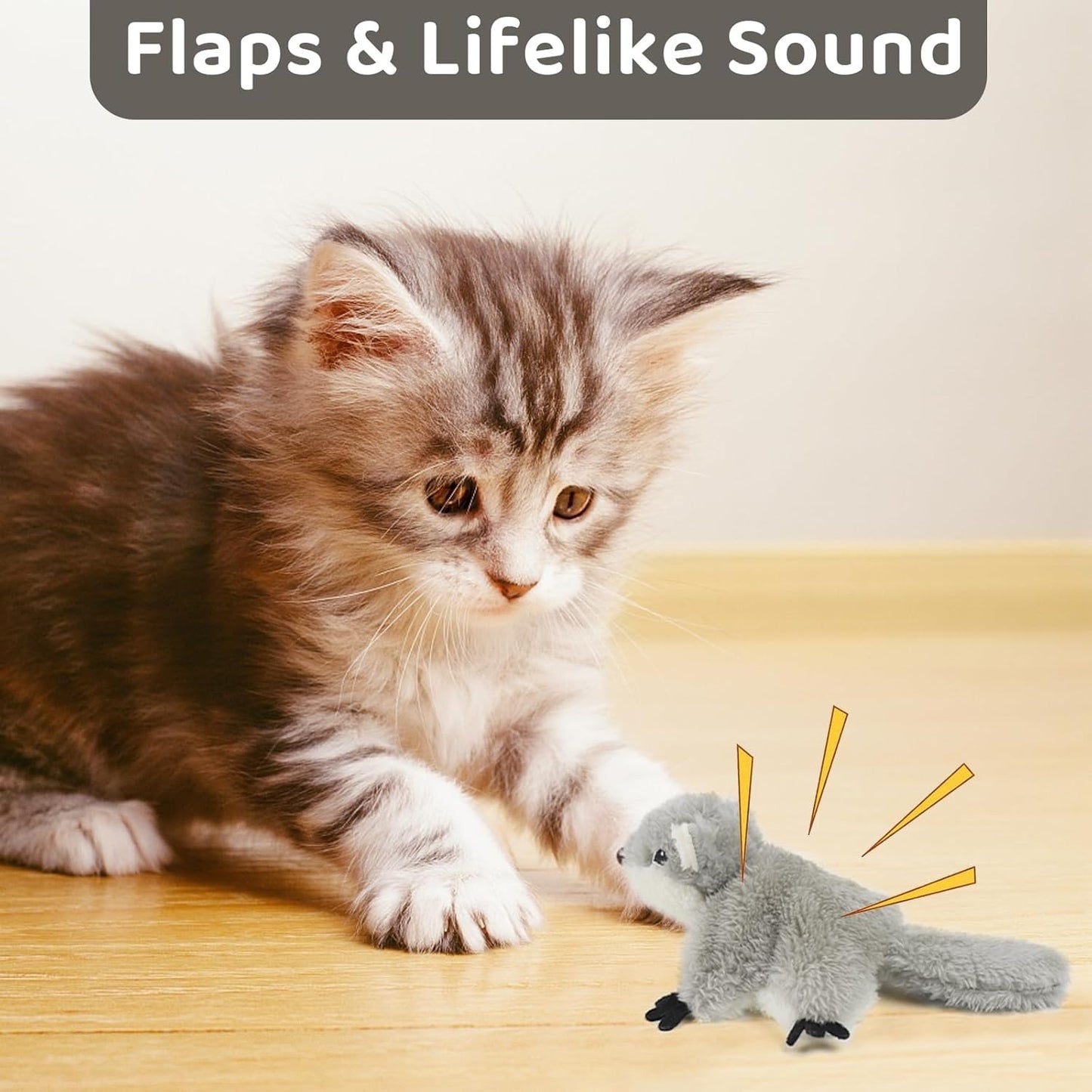 Flapping Squirrel Cat Toy — Touch-Activated