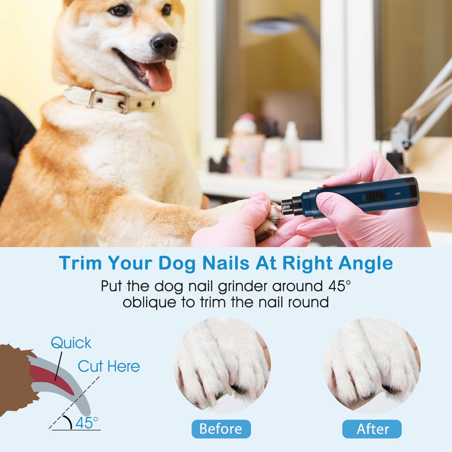 Quiet Pet Nail Grinder — 3-Port USB Rechargeable