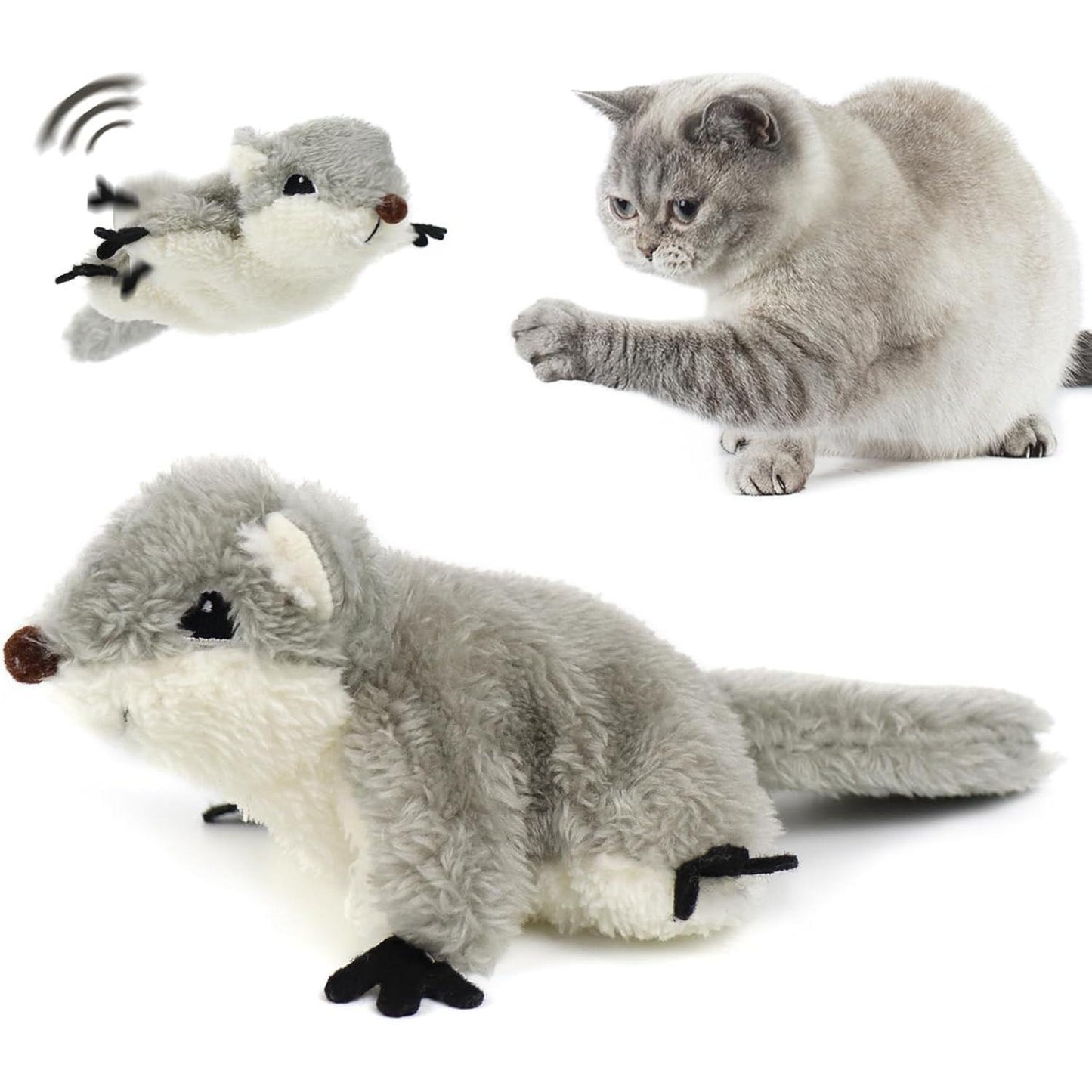 Flapping Squirrel Cat Toy — Touch-Activated