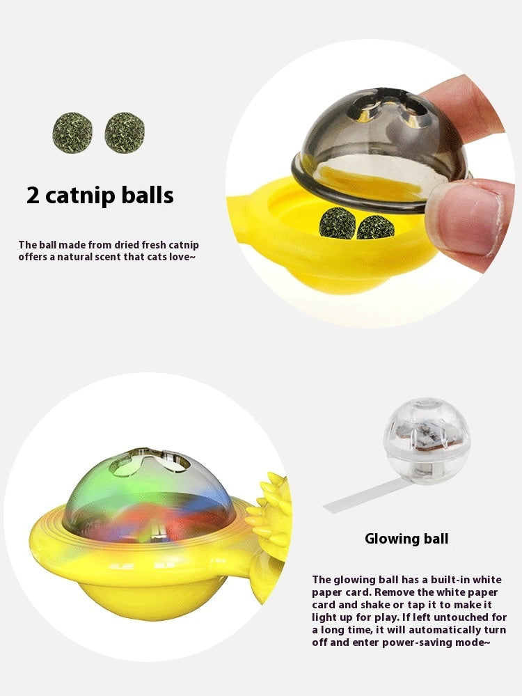 Spinning Windmill Cat Toy with LED Balls