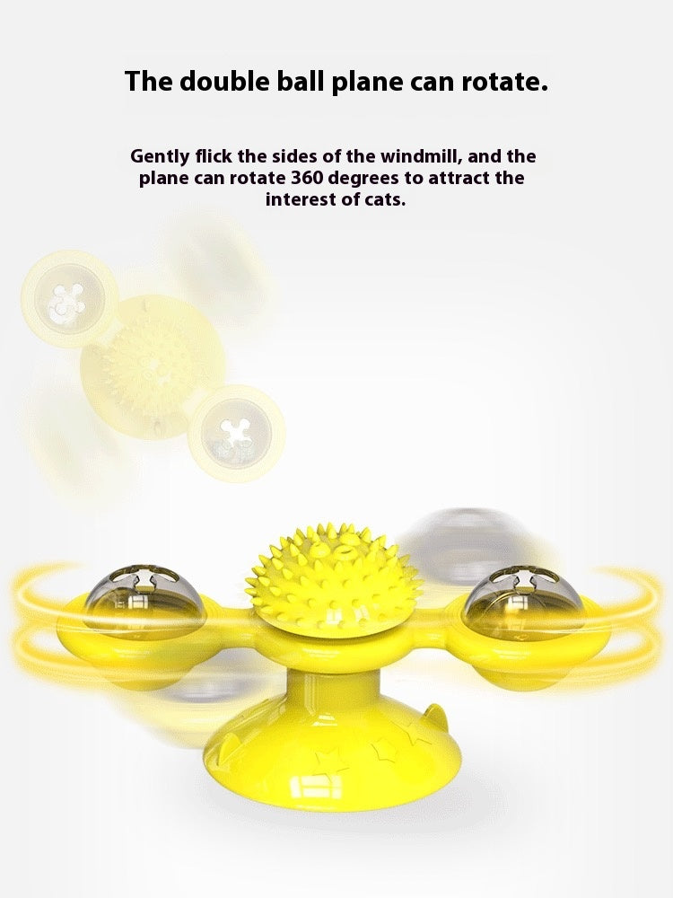 Spinning Windmill Cat Toy with LED Balls