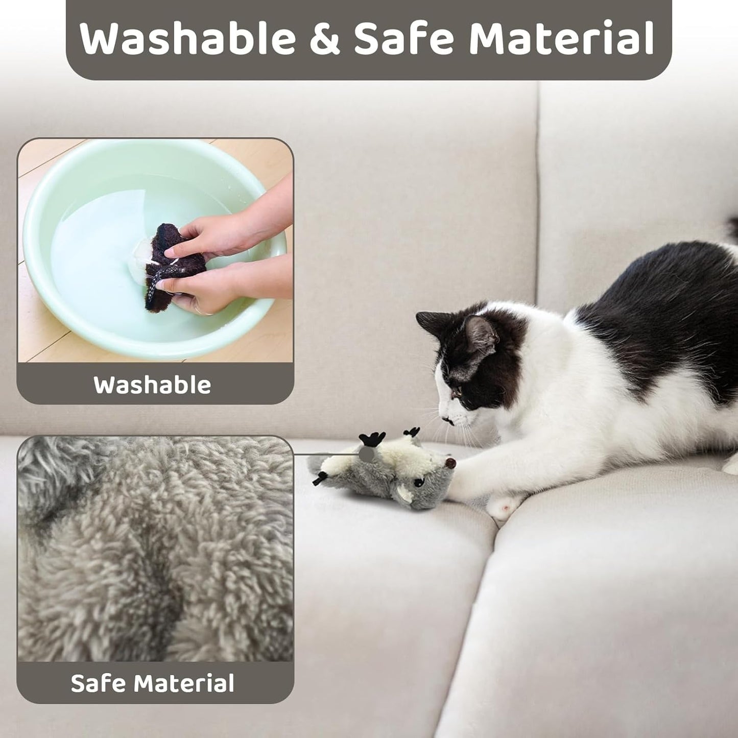 Flapping Squirrel Cat Toy — Touch-Activated