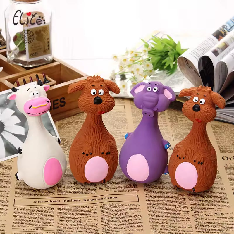 4-Pack Squeaky Dog Toys — Cute Latex Characters